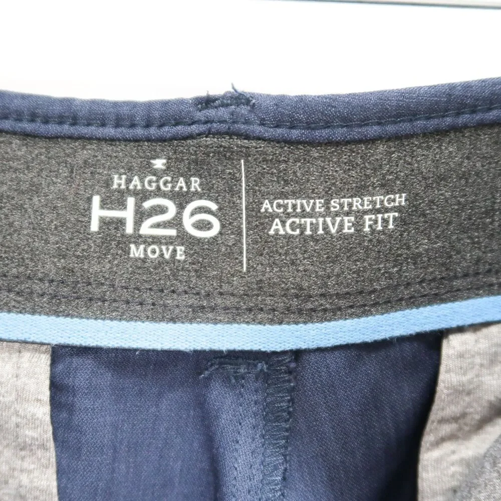 Haggar Mens H26 Pants Size‎ 33x32 Blue Active Stretch Active Fit